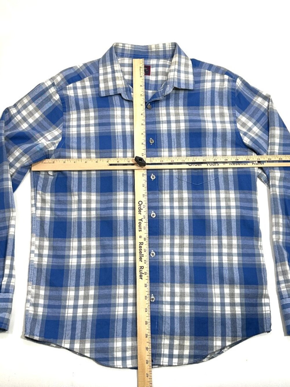 UNTUCKit Mens Large Slim Fit Blue Gray Plaid Button Front Shirt Cotton Casual - Picture 8 of 16